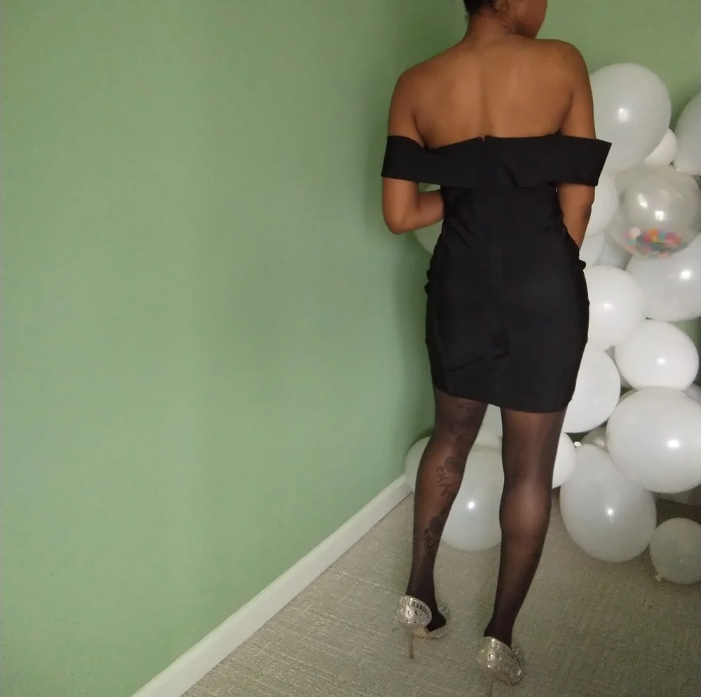 Women's 12th black off the shoulder black bandage cocktail dress - Picture 3 of 8